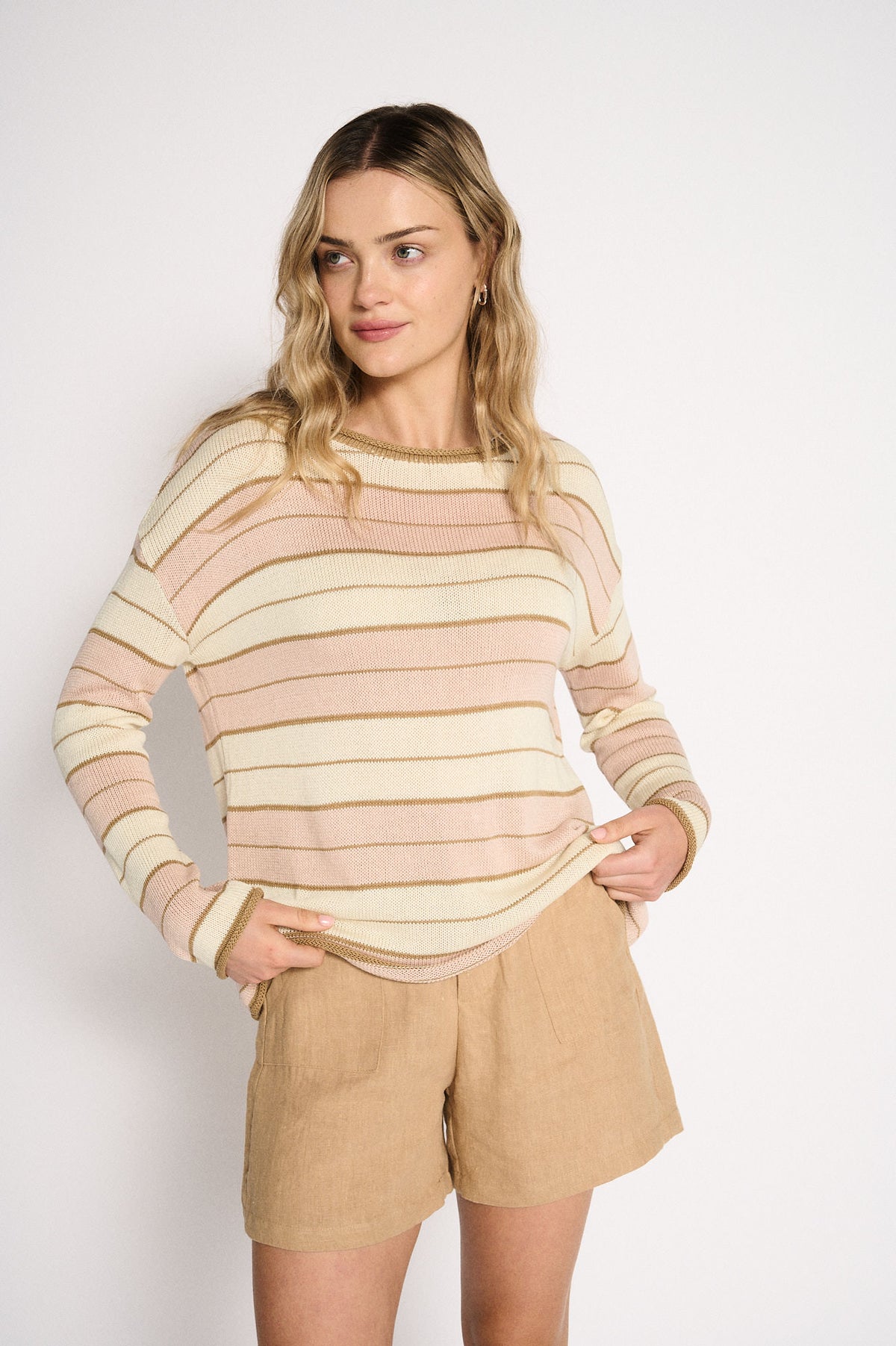 Solene Stripe Knit - Dusty Pink