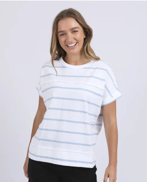 Allison Tee- White/Sky Blue