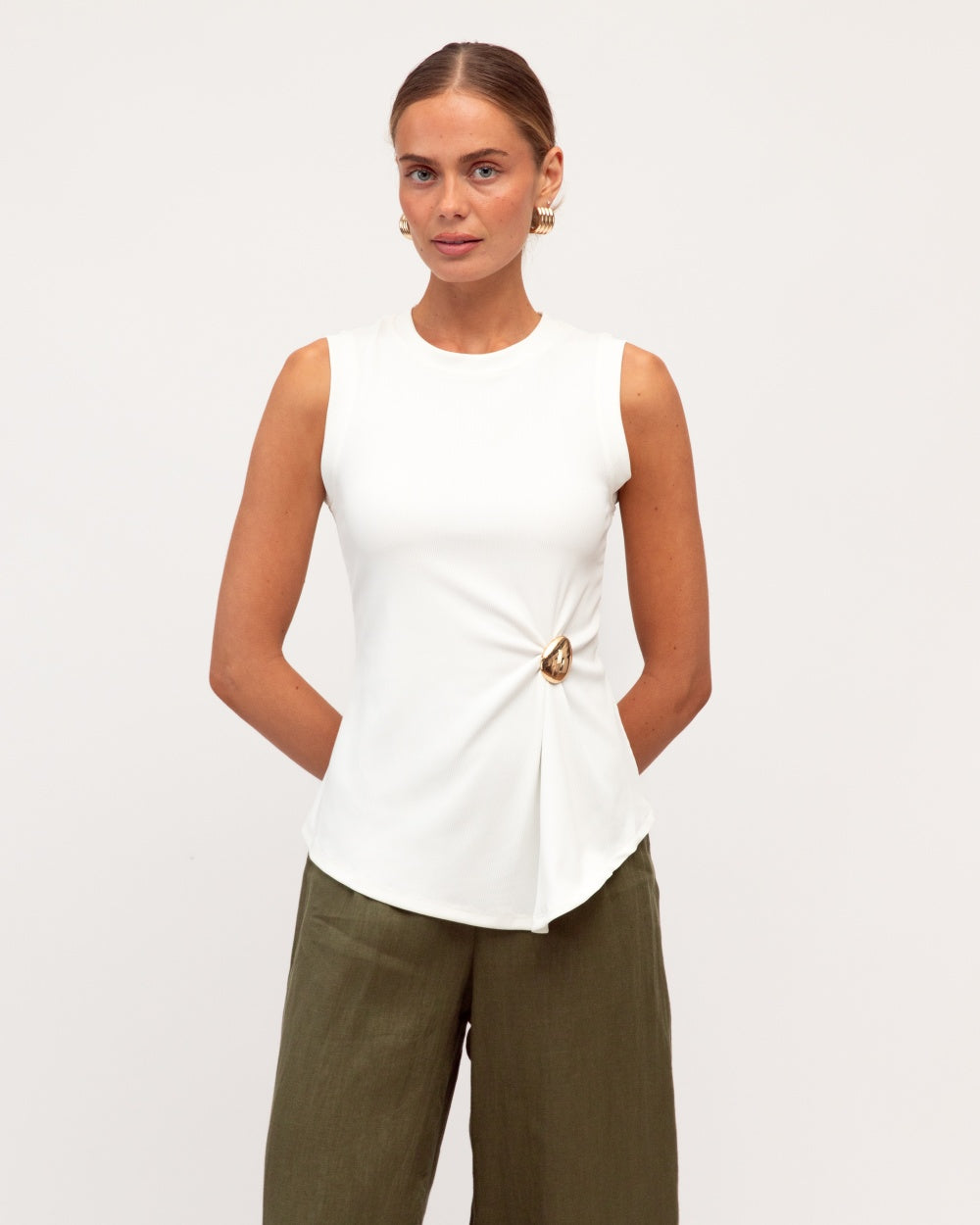 Statement Rib Tank - White