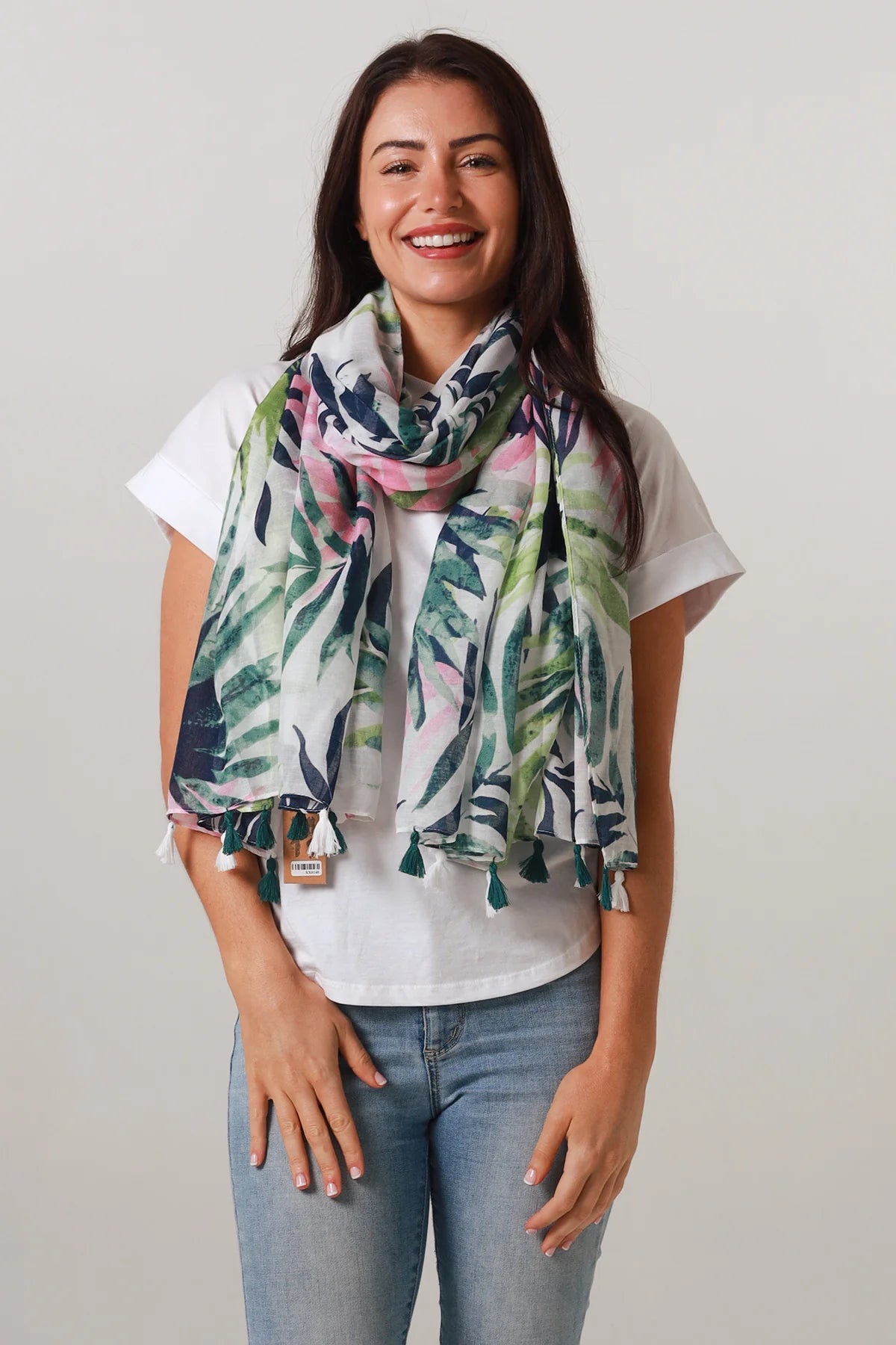 Navy Palm Scarf