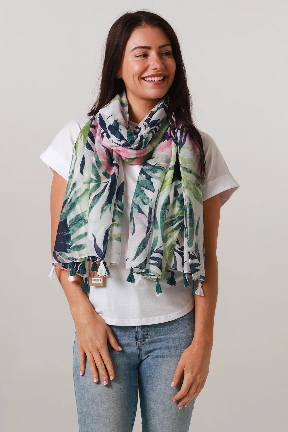 Navy Palm Scarf