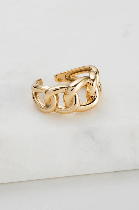 Zafino Wide Ink Adjustable Ring - Gold