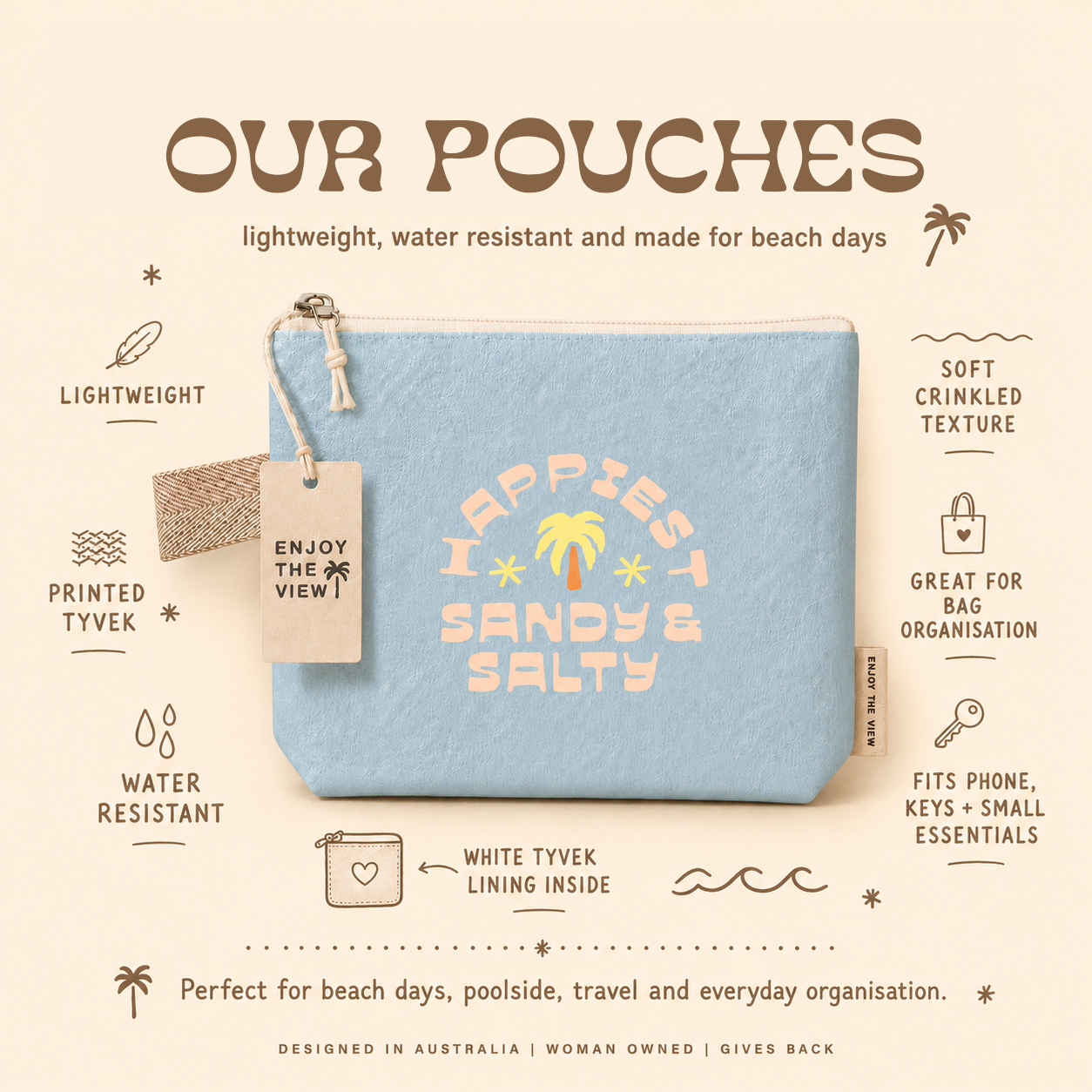 Large Travel Pouch- Lilac/Teal