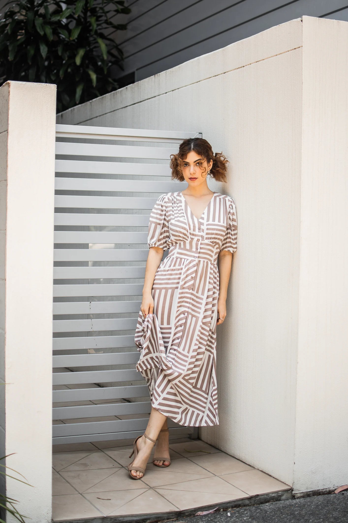 Taupe Stripe Aster Dress