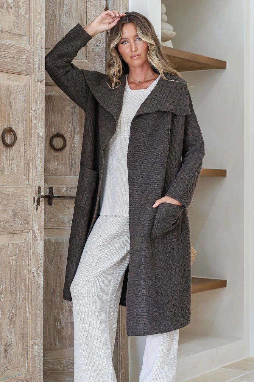 Long Line Choc Cardigan