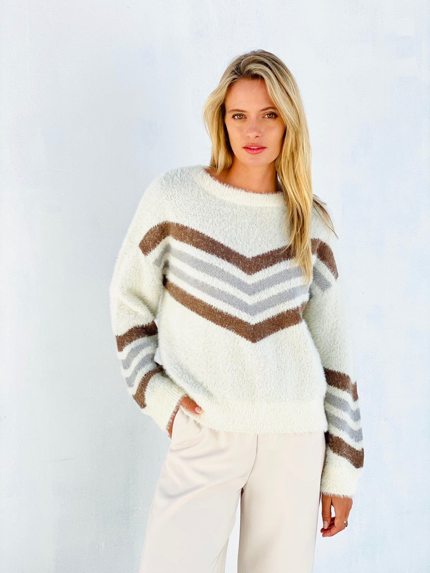 Chevron Fluffy Knit