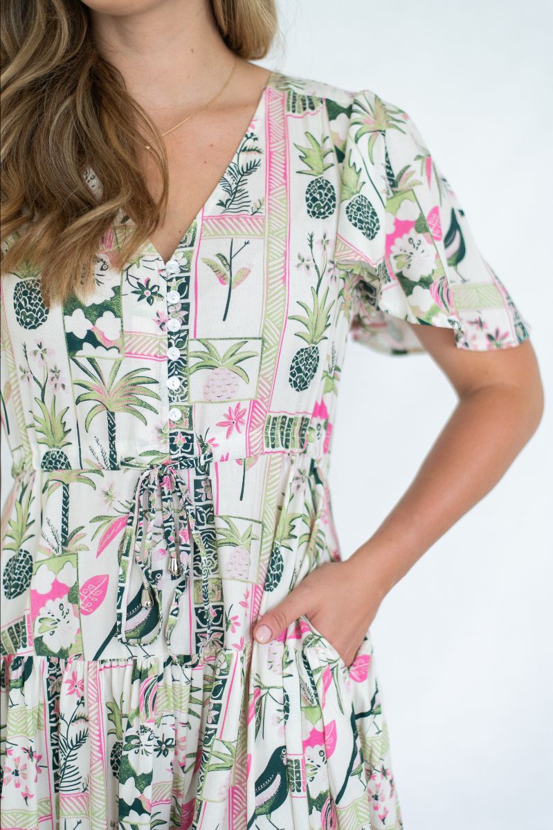 Roxanne Dress- Green Pineapple