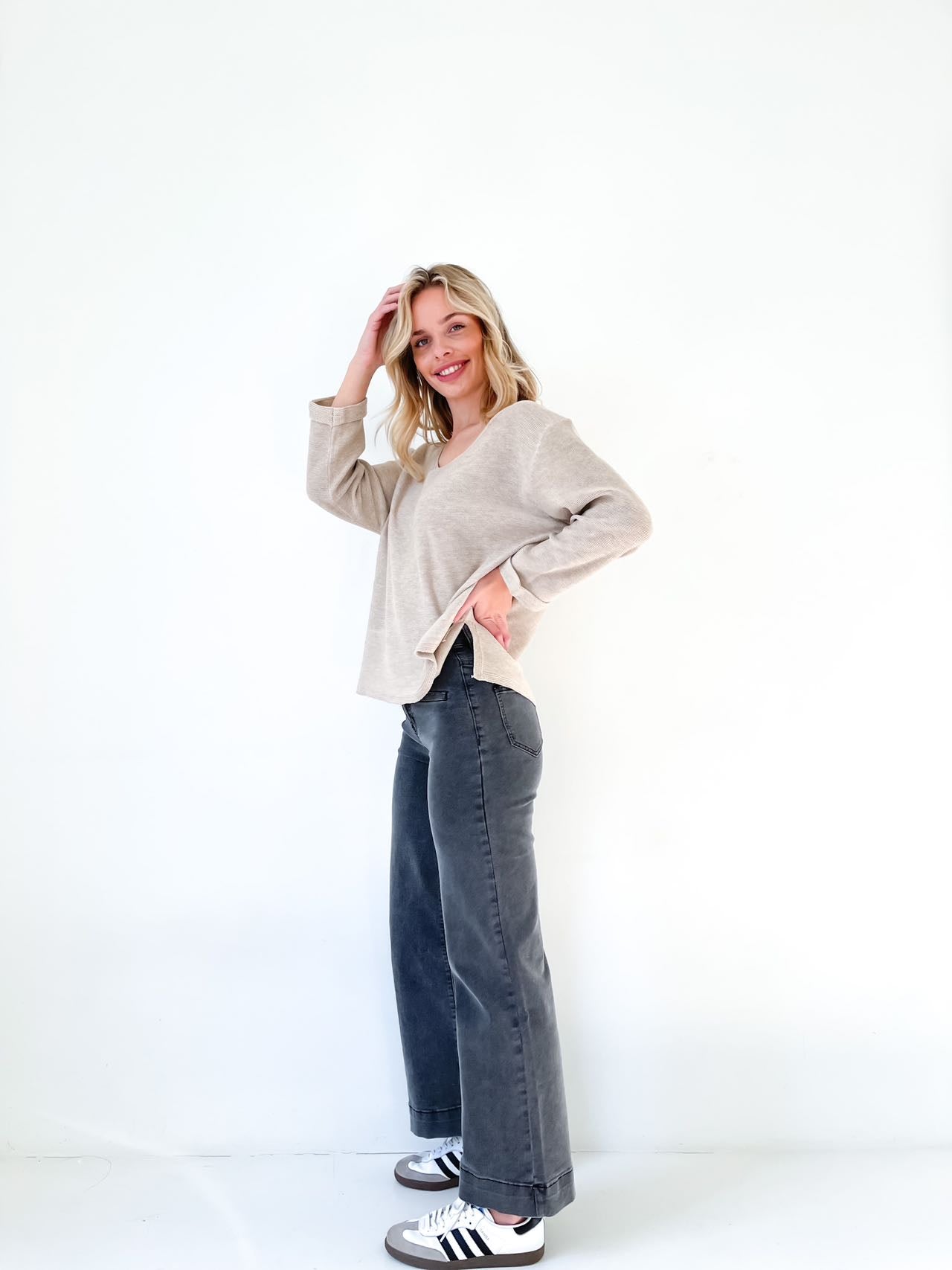 Winston Wide Leg Jean- Charcoal Black