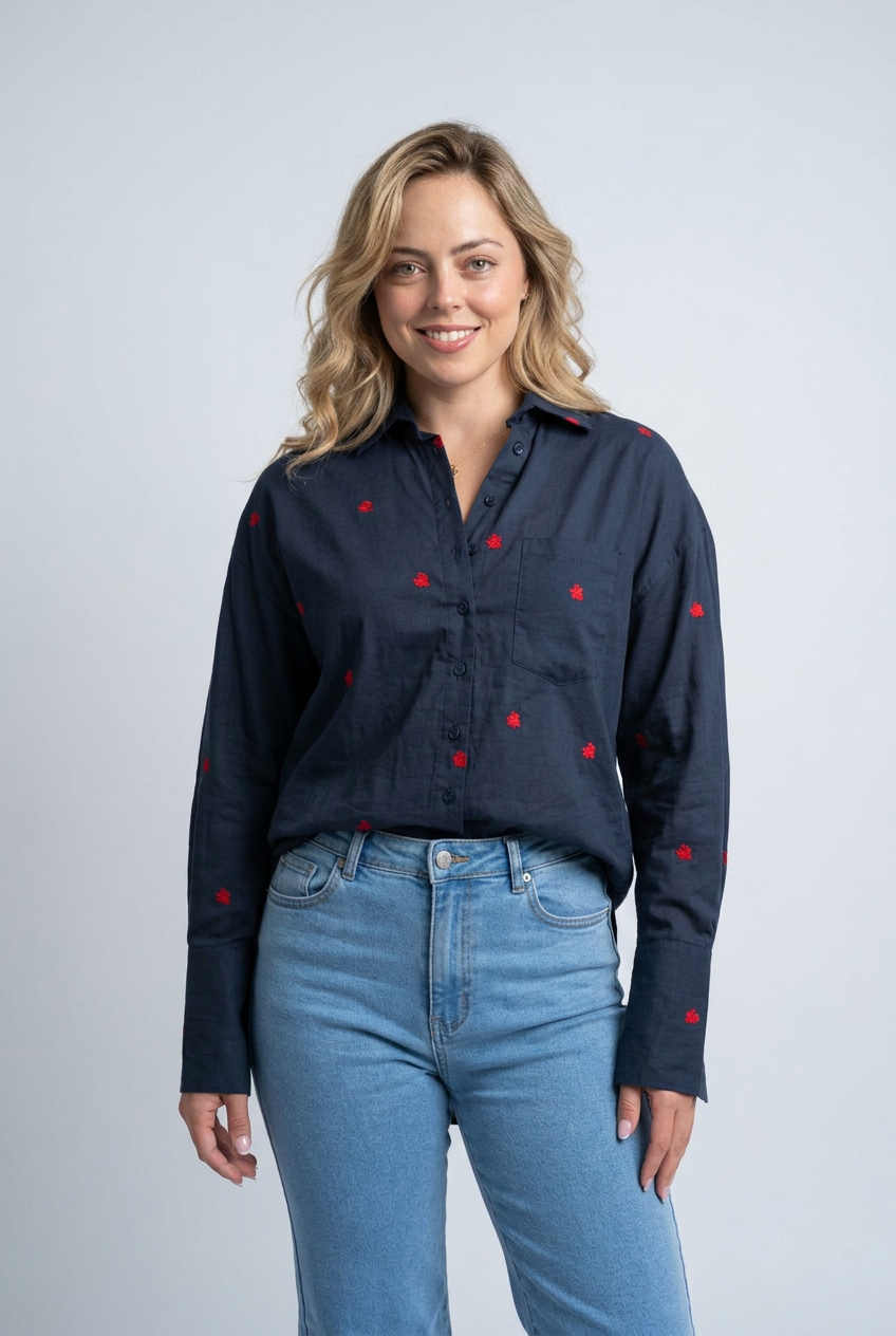 Red Heart Shirt- Navy