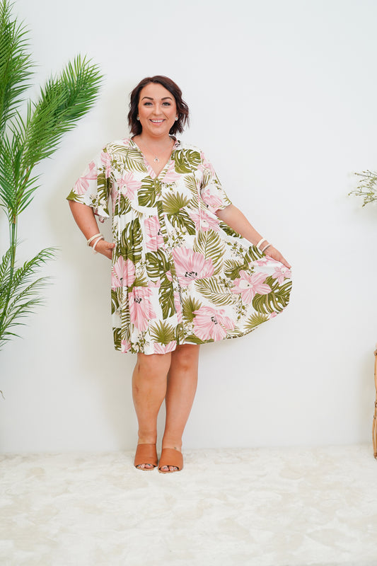 Pink Jungle Flowy Dress