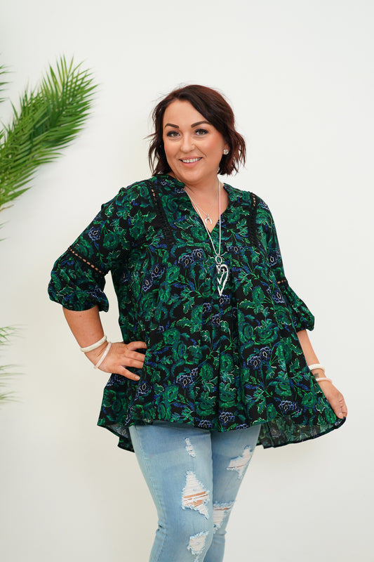 Bask Shirt- Black/Green