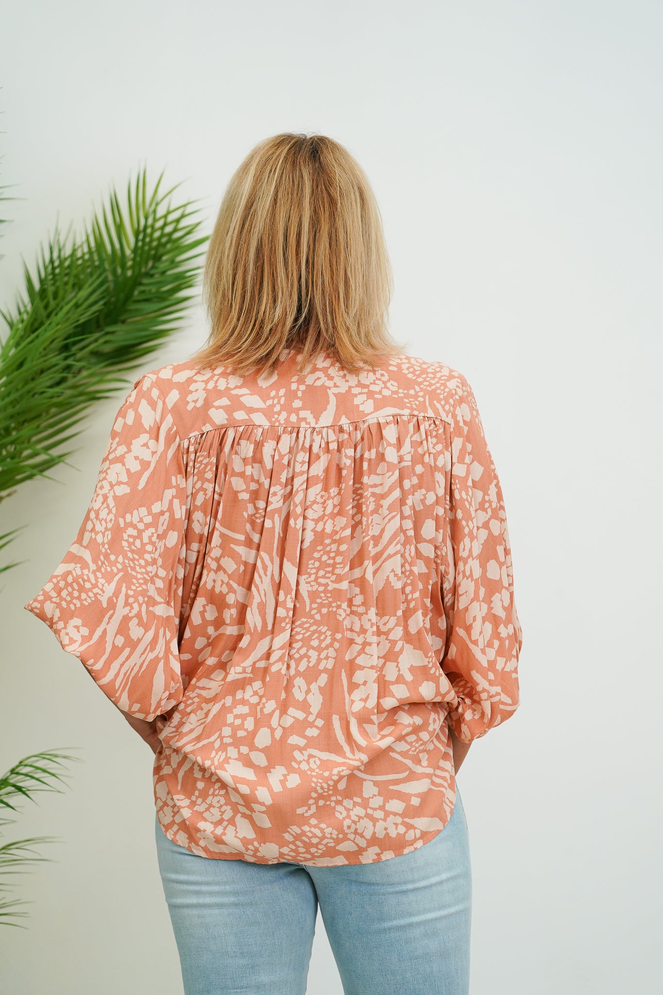 Suri Drape V-Neck Shirt - Rust Stone