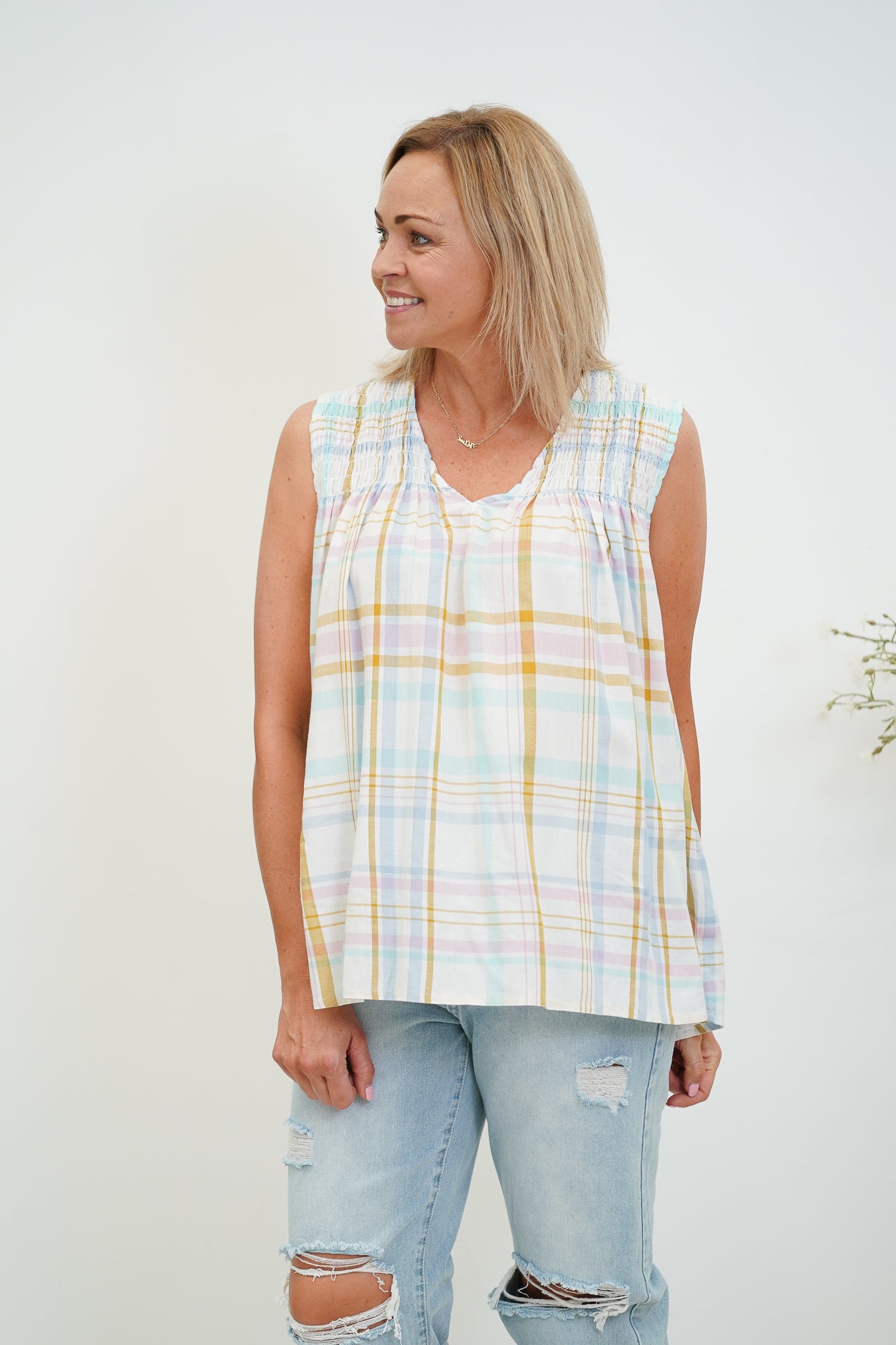 Greta Check Top