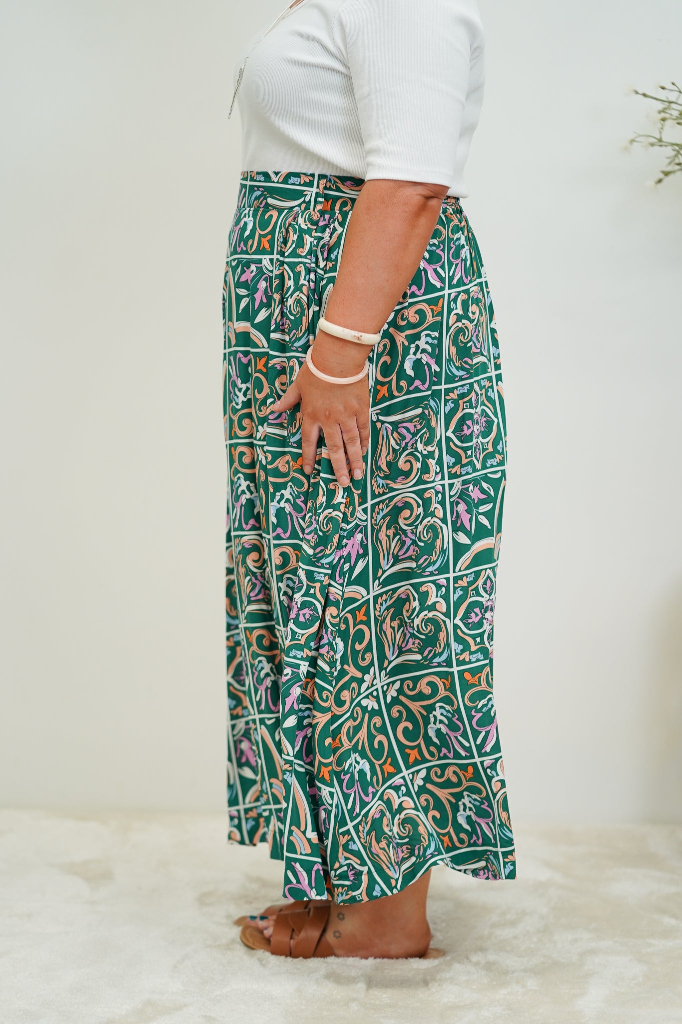 Green Paisley Maxi Skirt