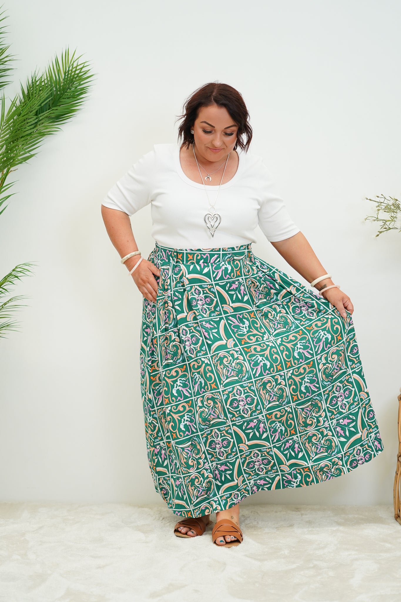 Green Paisley Maxi Skirt