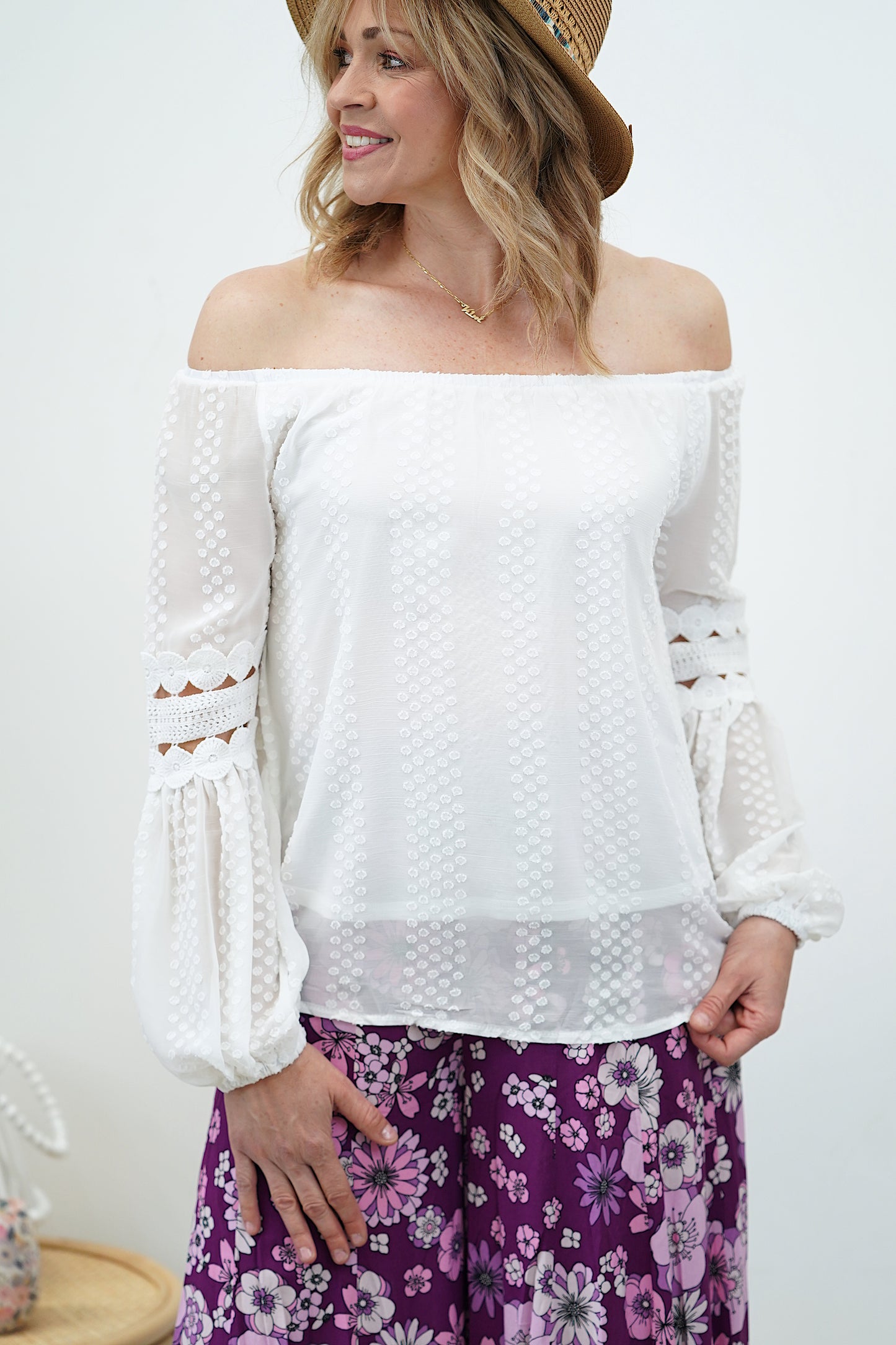 Lucy Lace Top- White