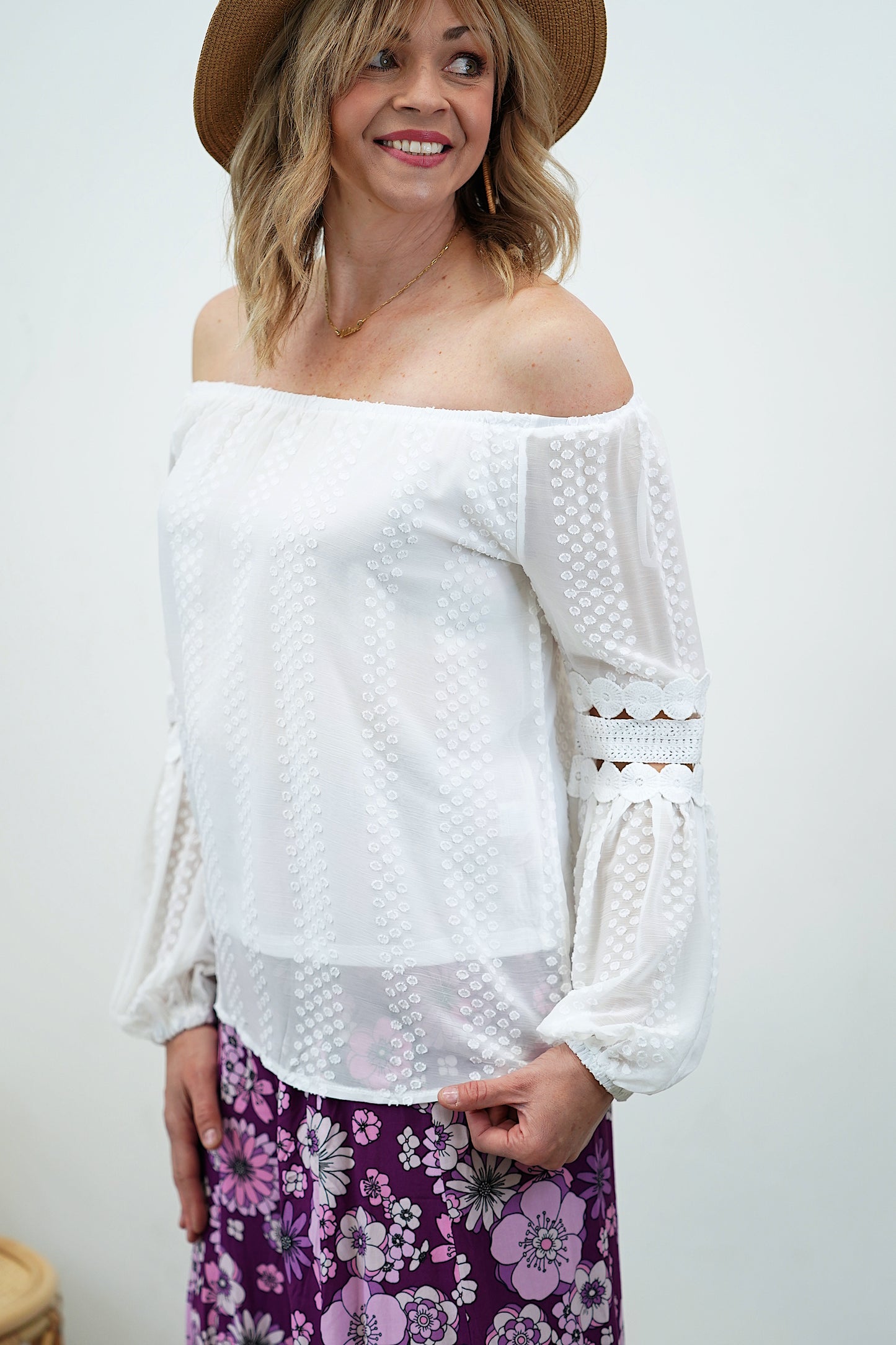 Lucy Lace Top- White