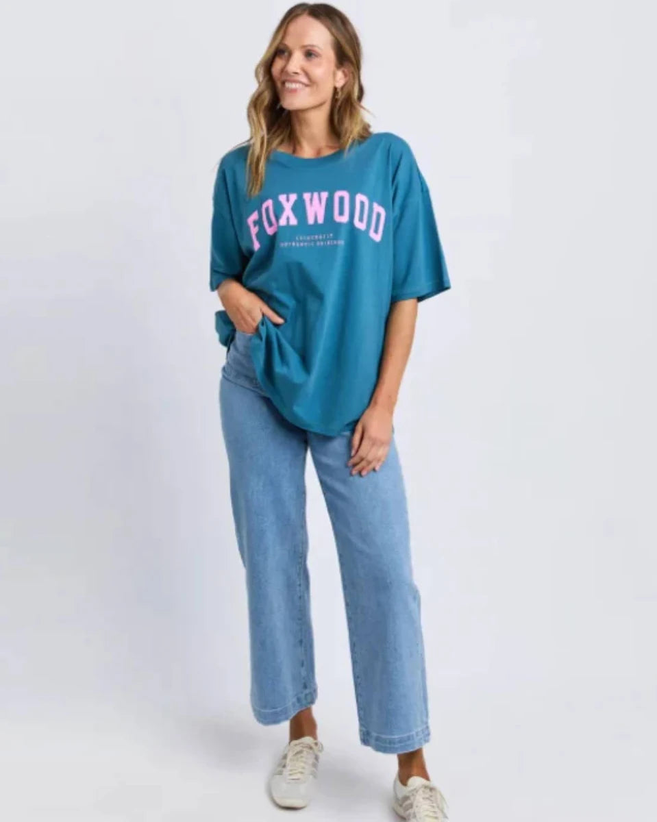 Interval Tee- Ocean with Neon Pink