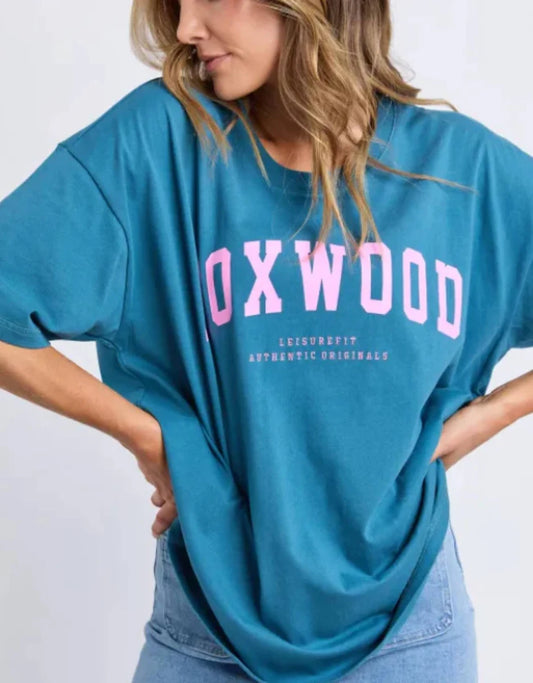Interval Tee- Ocean with Neon Pink