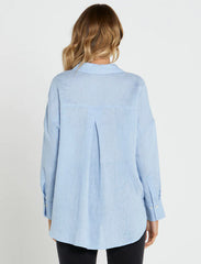 Teresa Linen Oversized Shirt- Powder Blue