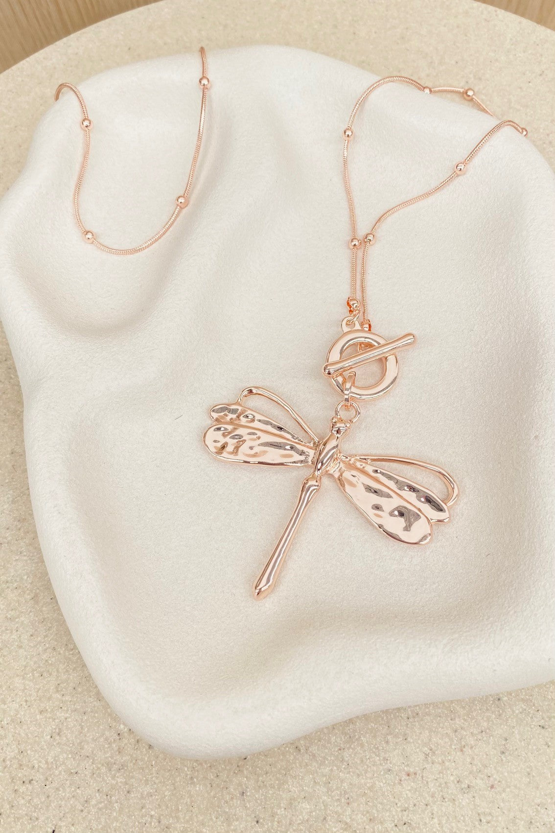 Dragonfly Necklace- Rose Gold