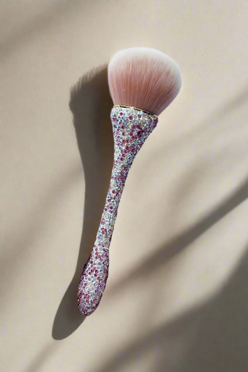 Crystal Bling Large Make-Up Brush- Pink/Silver