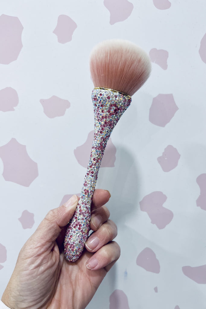 Crystal Bling Large Make-Up Brush- Pink/Silver