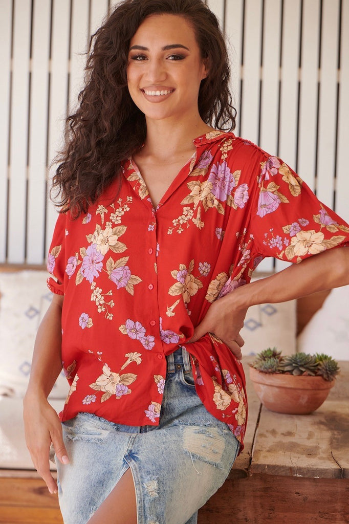 Aiko Floral Shirt - Red