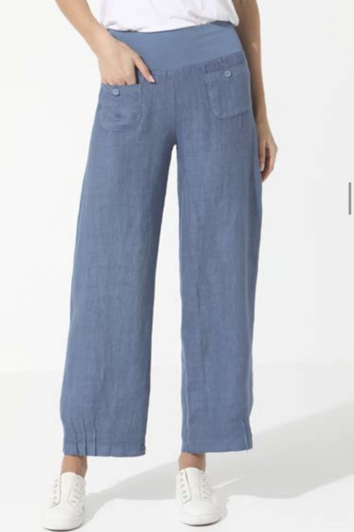 Italian Relax Linen Pant - Steel