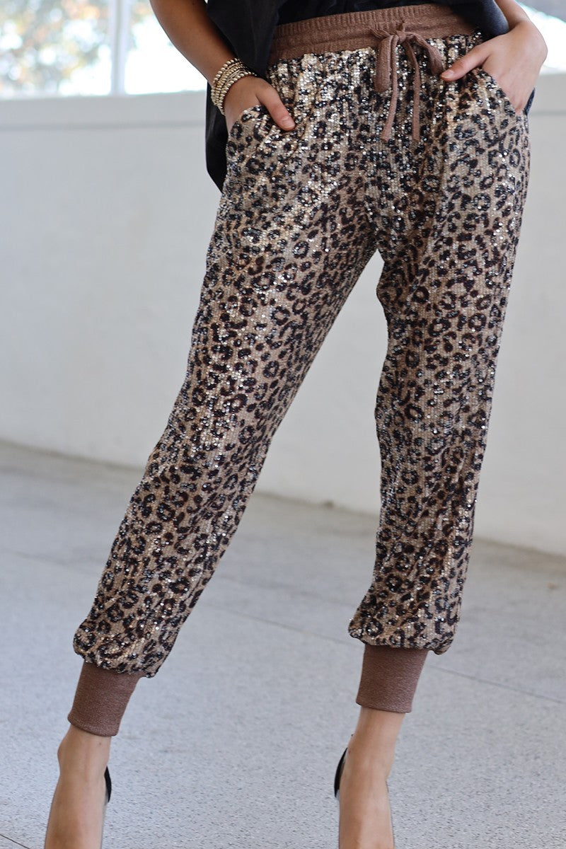 Sequin Pant- Leopard