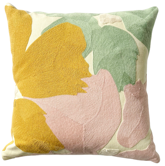 Abstract Cushion- Mustard/Pink