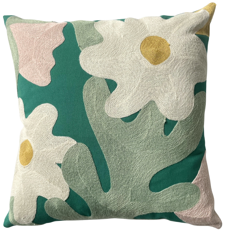 Abstract Cushion- Green Floral