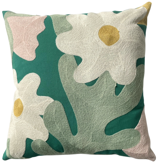 Abstract Cushion- Green Floral