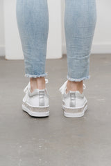 Crystal Bling Leather Sneaker- White