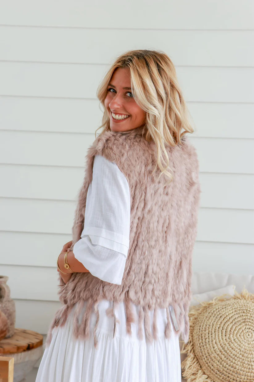 Fur vest with dress shop