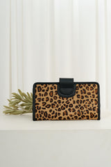 Leather Leopard Wallet- Large