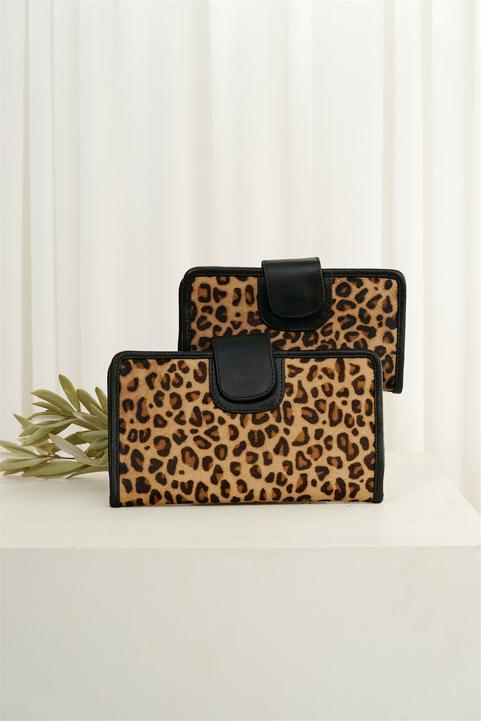 Leather Leopard Wallet- Medium