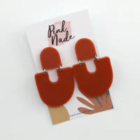 Pink Nade Earrings - Plain Terracotta