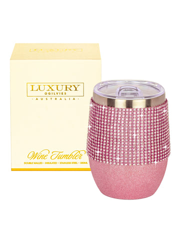 Luxury Bling Wine Tumbler - Pink