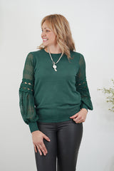 Laney Lace Top - Emerald Green