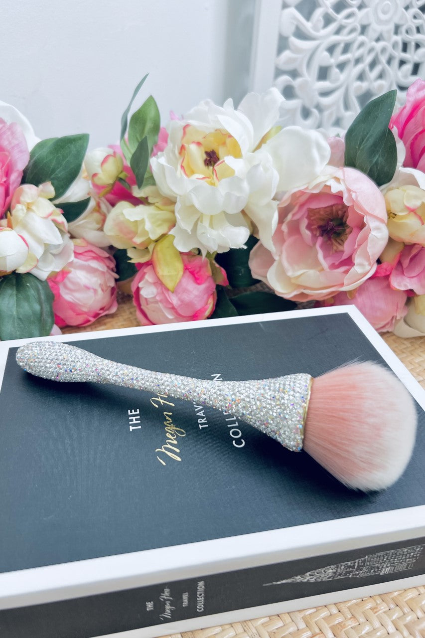 Crystal Bling Large Make-Up Brush- Silver